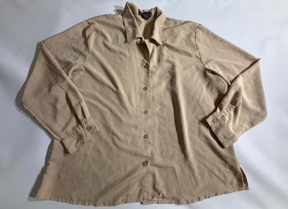 Elementz Beige Button Up Long Sleeve Blouse Womens XL